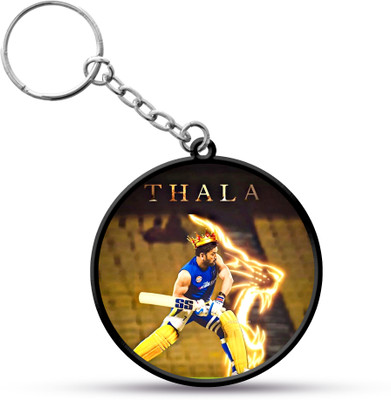 VINODHANA CSK Dhoni Keychain | MSD | Round Shape | Double side printed 03 Key Chain