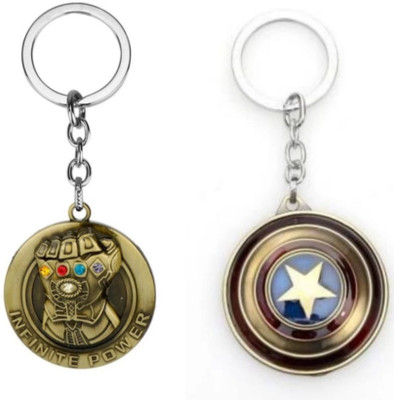 JAINSON MARTIN Combo of Infinity Power Rotating Keychain & Captain America keychain Key Chain