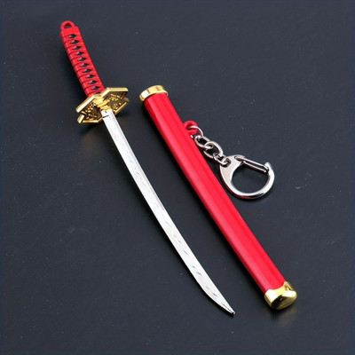 SHRI JI Unsharped Sword Metal Samurai Sword Keychain Red Key Chain