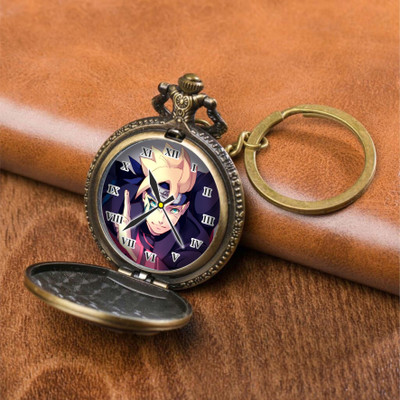 Tiny Tim Printed Dial Boruto Face Vintage Pocket-Watch Gandhi Style Metallic Best Gift Key Chain
