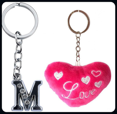 Meeko.com letter M & pink heart 016 key chain-A Key Chain
