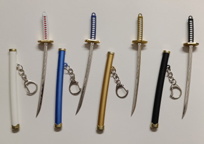 Keychain Mini_Samurai_Katana_Sword_Keychain_Set–4Pcs_(White,Blue,Golden,Black) Key Chain