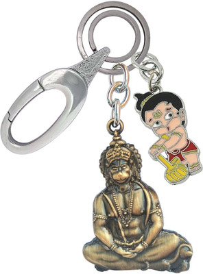 SHOKY LOOKS Double Sided Hanuman With Bal Hanuman Locking Lock Key Chain