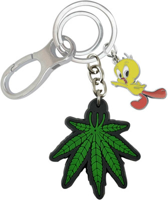 HANDSOME ISK Attractive Design Green Leaf With Tweety Superior Finish Locking Lock Key Chain