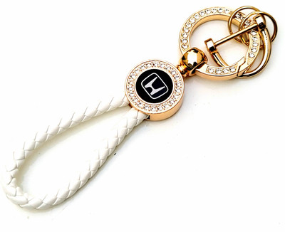 ADOREAL Honda Keychain And Keyring White Rope Golden Ring Key Chain