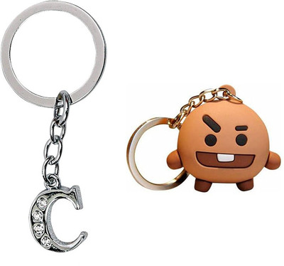 Newview BTS SHOOKY Characters 3D Rubber WITH ALPHABET C Keychain Key Chain