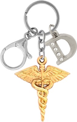 MGP FASHION Golden Doctor Symbol Pendant Keyring Gift For Family Friend Stone Alphabet D Key Chain