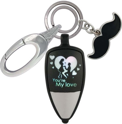 HANDSOME ISK Colorful You're My Love Couple Light With Mustache Locking Lock Key Chain