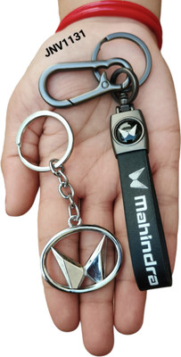 JNV Leather Keychain With Logo Keychain Compatible With Mahindra Car Key Chain
