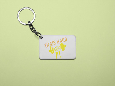 Rushaan Train Hard,(BG Yellow and Orange) - Printed Acrylic Keychain (Pack Of 2) Key Chain