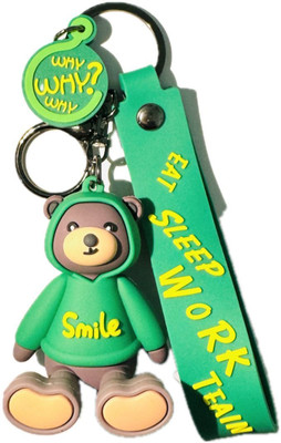 SHRI JI Cute & Charming Teddy in Green Hoodie Keychain with Green strap Key Chain