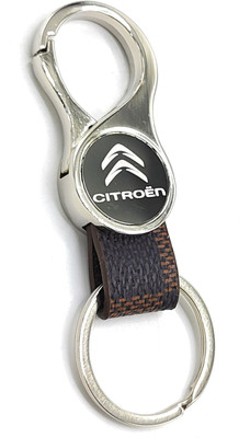 Jdp Novelty Round Shape Leather Metal Keychain for citroen Car Key Chain