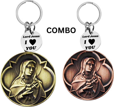 M Men Style Lord Jesus Keychain Combo– Sacred Heart Religious Keyring Set SkeyCom627-626 Key Chain