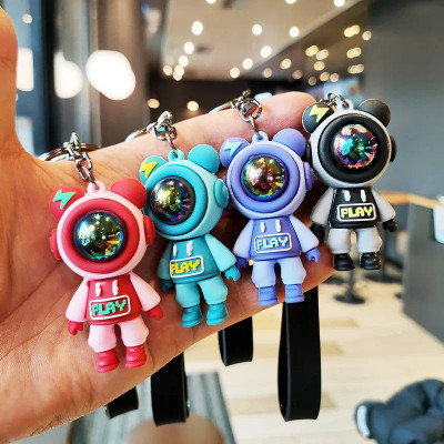 AKYUTAM Astronaut Keychain Long Ribbon Included For Car Key Chain 3D PVC Space Design Key Chain