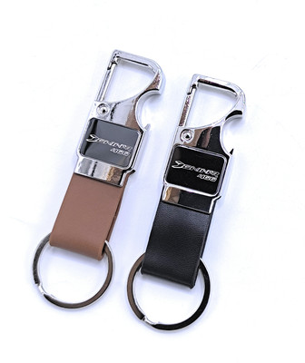 Jdp Novelty 2 pcs Set of Leather Metal Opner Keychain for dominar Bike Key Chain