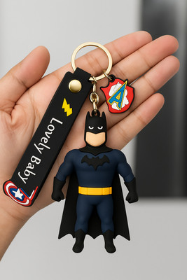 pandzipp Superhero Batman Keychain | 3D Rubber Figure with “Lovely Baby” Strap Key Chain