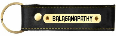 SY Gifts Balaganapathy Name Black Leather Keychain Key Chain
