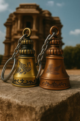 QKD Tibetan Bell Keychain Temple Bell Keychain Key Chain