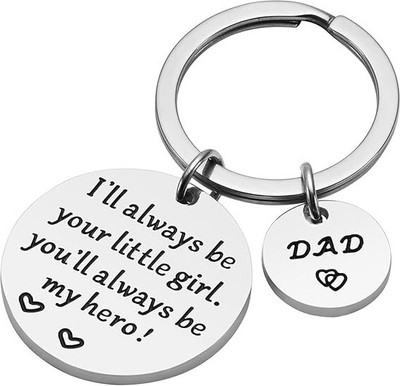 Hanu vedha Stainless Steel Dad Keychain – Little Girl Message Gift for Father Key Chain