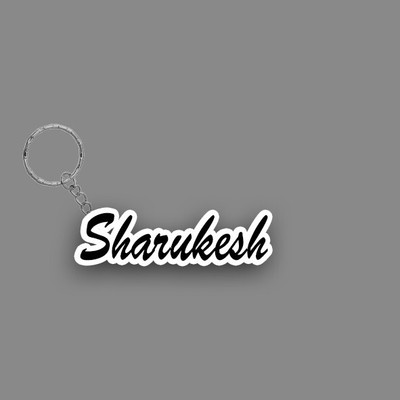 SY Gifts SYG Sharukesh Name Keychain White And Black Key Chain