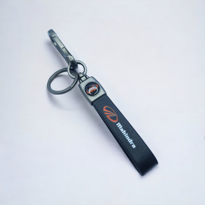 OHZEN Mahindra Car Logo Leather-Metallic Locking Key Chain