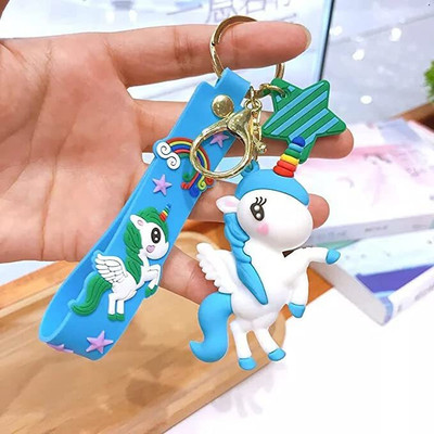gtrp keychain-3D Rainbow Soft PVC Unicorn Keychain(BLUE) Key Chain