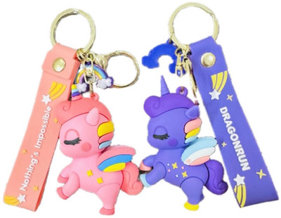 SRG Pretty Sleeping Unicorn Keyring with Strap Combo Key Chain