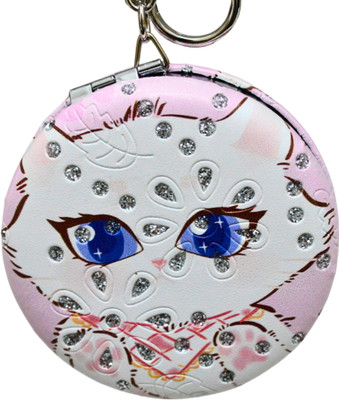 Nivu Compact Mirror Keychain with Cute Cat Design – Portable Dual-Sided Makeup Mirror Key Chain