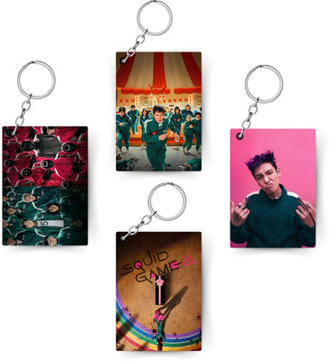 adrailstore Premium (Pack of 4) Anime Keychain | Acrylic Squid Game Keychain Key Chain