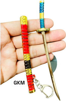 GKM Anime Unsharped Samurai Katana Keychain & Scabbard zoro Demon Slayer (Type - 17) Key Chain
