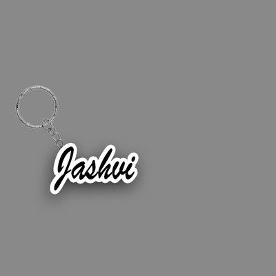 SY Gifts SYG Jashvi Name Keychain White And Black Key Chain
