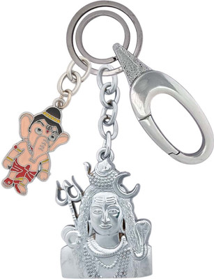 SHOKY LOOKS Solid Design Shiv Bholenath With Mini Hanuman Locking Lock Key Chain