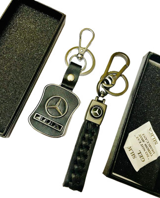 GKM Mercedes car stripped combo set keychain with hook Key Chain