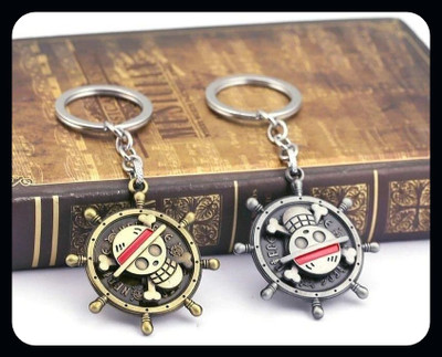 Jainzon One Piece Anime Ship Wheel Spinning Silver or Golden Keychain(Pack-2)-S164_x222 Key Chain