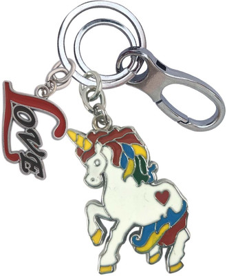 SHOKY LOOKS Elegant Design Beautiful Unicorn With Love Locking Lock Key Chain
