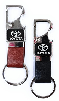 Jdp Novelty 2 pcs Set of Leather Metal Opner Keychain for Toyota Car Key Chain