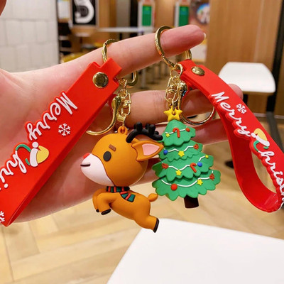 Mubco Christmas Deer 3D Keychain | Strap Charm & Hook | PVC Pendant Model Toys Gift Key Chain