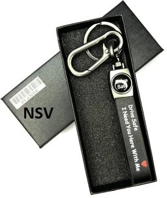 NSV Drive Safe Premium Leather Strap Keychain Key Chain
