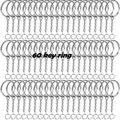 Fanqew 25mm Open Jump Ring Connector Key Case (Silver) Used for Organize Your Keys 60 Key Chain