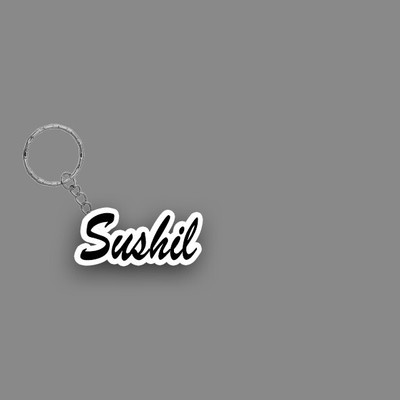 SY Gifts SYG Sushil Name Keychain White And Black Key Chain