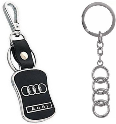 JAINSON MARTIN Combo of Audi Leather Keychain & Audi metal logo keychain Key Chain
