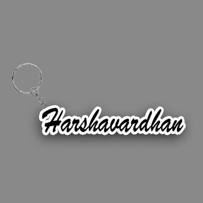 SY Gifts SYG Harshavardhan Name Keychain White And Black Key Chain
