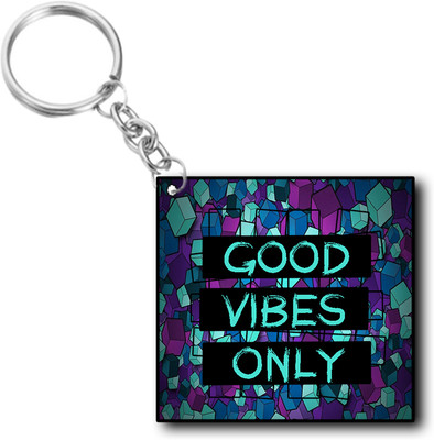 Rexel Spelax Good Vibes Only Printed Wooden Key Chain