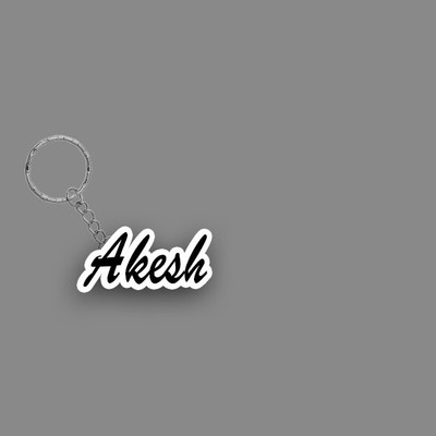 SY Gifts SYG Akesh Name Keychain White And Black Key Chain