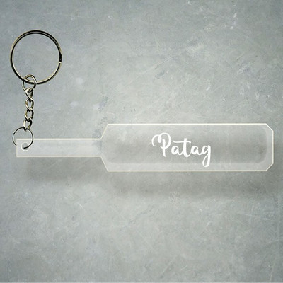 SY Gifts Cricket Bat Logo Design With Patag Name Key Chain