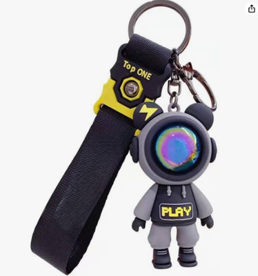 ZUPHAAR Astronaut Bear Keychain with Lanyard | Spaceman Key Ring Bag Charm Key Chain