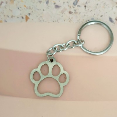 Shiv Jagdamba Personalised Dog Paw Print Silver Stainless Steel Keychain LCKShiv061 Key Chain