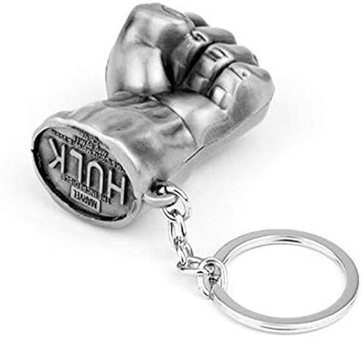 vien Avengers Super Hero Hulk Hand Fist Punch Silver Key Chain Ring For Fans Key Chain