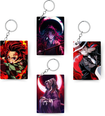 adrailstore Premium (Pack Of 4) Demon Slayer Anime Printed Long Keychain DS-5 Key Chain