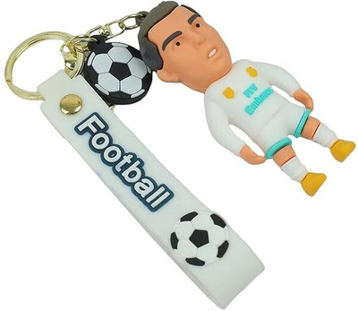 gtrp White Ronaldo 3D Rubber keychain With Long Ribbon 05 Key Chain
